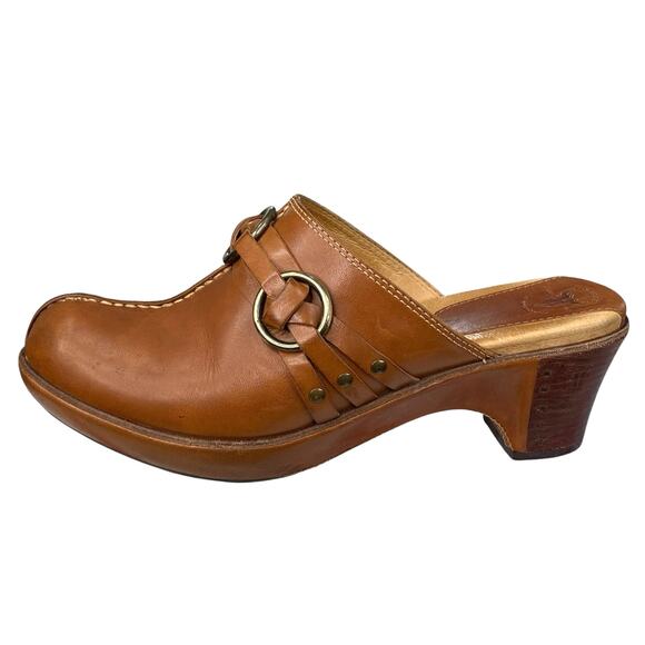 Frye Women’s Cheryl Triple Ring Brown Leather Mule Clog Size US 8.5 - Picture 3 of 11